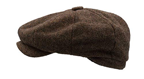 41GmG5kjXDL.jpg Walker and Hawkes Gorra de lana unisex de 8 paneles de Newsboy Bakerboy Marrón