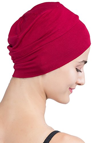 41HiXhfpIYL.jpg Deresina Wrap Fit Gorro de Dormir Ajustado para pérdida de Cabello Burgundy
