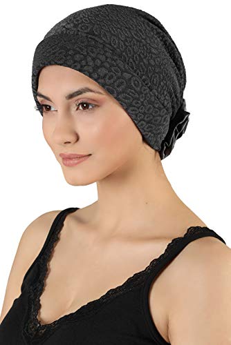 41HuhWucJ8L.jpg Deresina Gorro con Rosa de satín para pérdida de Cabello Granate