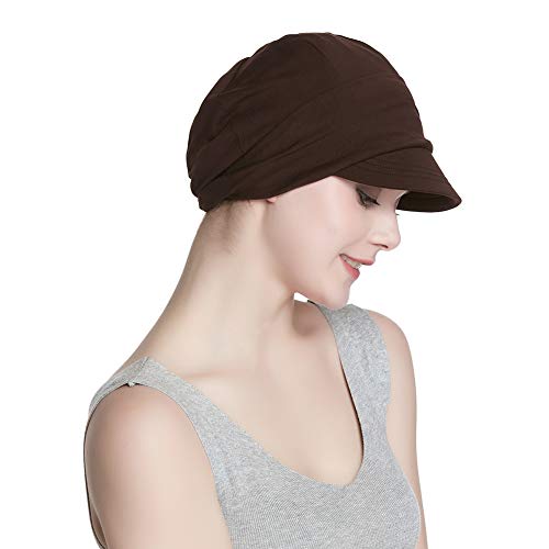 41ICb2BCe7KL.jpg Alnorm Conjunto de Bufanda y Sombrero de Vendedor de periódicos de Fibra de bambú Transpirable para Mujer Diamantes de cafe