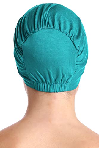 41ISStW3zVL.jpg Deresina Gorro de bambú con Frontal Adornado con Brillantes para quimio Teal