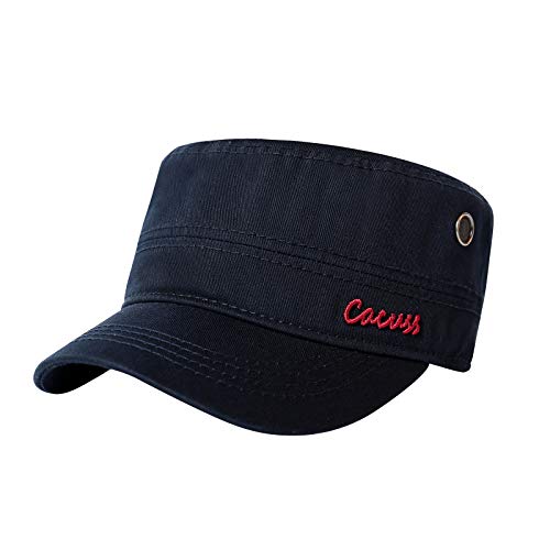 41JuaSqpnJL.jpg CACUSS Gorra Militar 100% Algodón Robusta Gorra Plana Ajustable Army Sun Gorra de Senderismo Unisex Gorra de Béisbol Azul