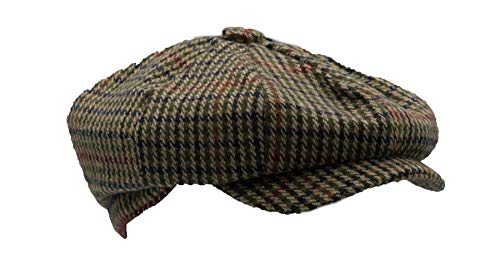 41L9cWwq98L.jpg Walker and Hawkes Gorra de lana unisex de 8 paneles de Newsboy Bakerboy Cuadros Marrón