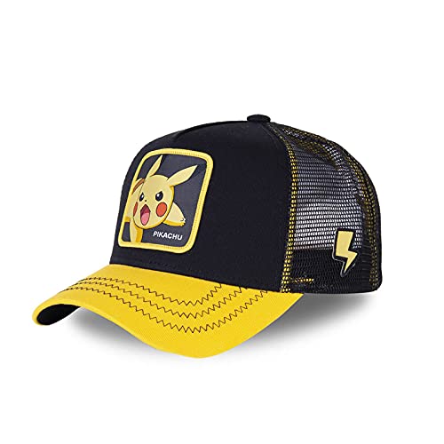 41LxCtL2cqS.jpg Capslab Trucker Pokemon - Gorra para niño negro and amarillo