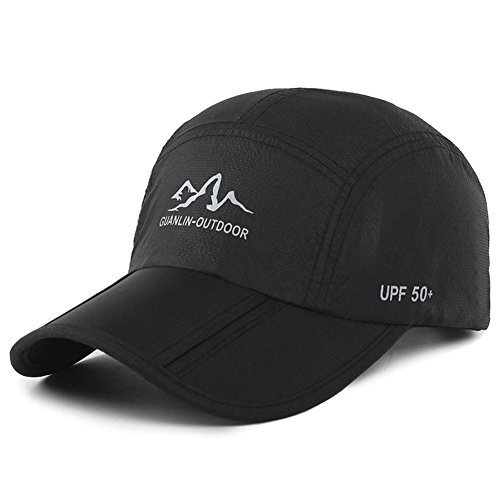41MUoP7tneL.jpg Gorra de Béisbol Hombre Mujer Sombrero de Sol Verano Ajustable Plegable Gorra de Golf Black