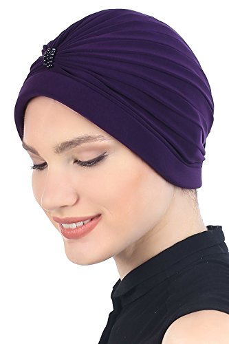 41MqOF9Mt2L.jpg Deresina Turbante con Detalle de Perlas para pérdida de Cabello Mora
