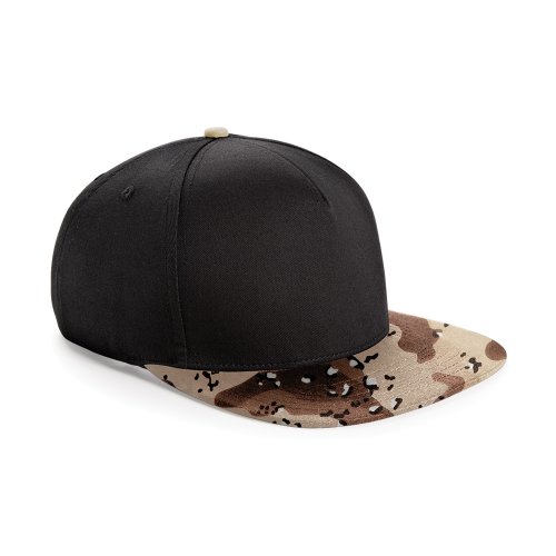 41NLyIwqiLL.jpg Beechfield - Gorra plana Con visera plana Modelo Camuflaje Retro - Verano Playa Black Jungle Camo