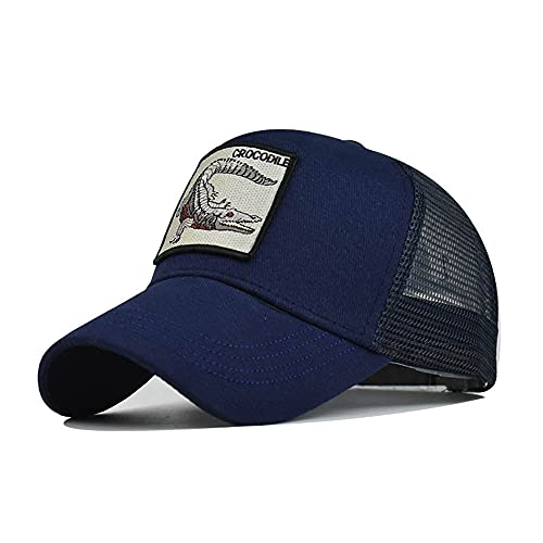 41NO4uURrHS.jpg Gorra Animal Embroidered Cómoda Tela Elástica Gorra De Béisbol Malla Transpirable Gorra Velcro Ajustable Gorros Casuales Gorras De Béisbol Hip Hop Caza Pesca Cocodrilo-Azul Oscuro
