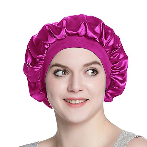 41NpFBVA2BkL.jpg Alnorm Gorra Durmiente con Estilo de Las Mujeres Capo de satén Sedoso de Doble Capa Rosa y Browm