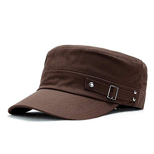 41NsPpPTc7L.jpg Adantico Gorras de Hombre Mujer Plana Gorras de Béisbol Algodón Sombrero Gorras de Militar Plana Marrón