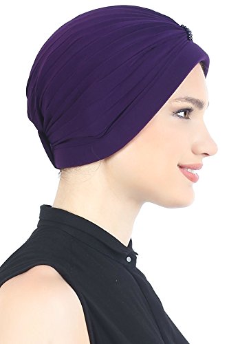 41OorBQ6CxL.jpg Deresina Turbante con Detalle de Perlas para pérdida de Cabello Purpura