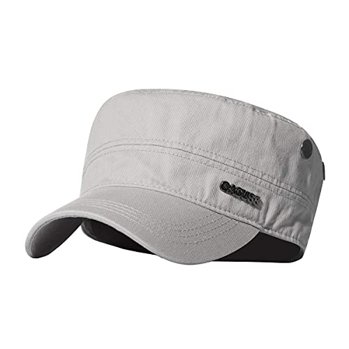 41PUp5PiLlS.jpg CACUSS Gorra Militar 100% Algodón Robusta Gorra Plana Ajustable Army Sun Gorra de Senderismo Unisex Gorra de Béisbol Gris ligero