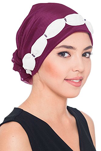 41R-5ujy5PL.jpg Deresina Gorro Fruncido con Cuentas para pérdida de Cabello Jazberry Crema
