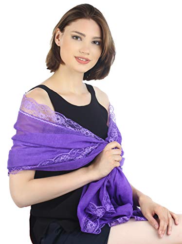 41RJZxJ8pCL.jpg Deresina Pashmina Chal 100% algodón Extra Larga para quimio Purple