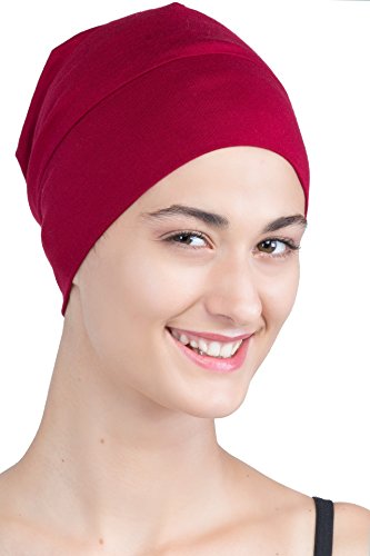 41RbKE2BQ2EL.jpg Deresina Wrap Fit Gorro de Dormir Ajustado para pérdida de Cabello Burgundy