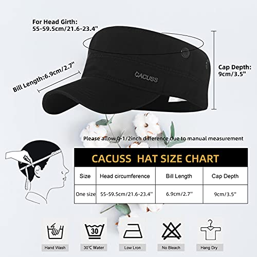 41Rn9VPbvAS.jpg CACUSS Gorra Militar 100% Algodón Robusta Gorra Plana Ajustable Army Sun Gorra de Senderismo Unisex Gorra de Béisbol Noir