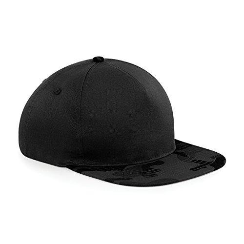 41SyHk2BX3QL.jpg Beechfield - Gorra plana Con visera plana Modelo Camuflaje Retro - Verano Playa Black Jungle Camo