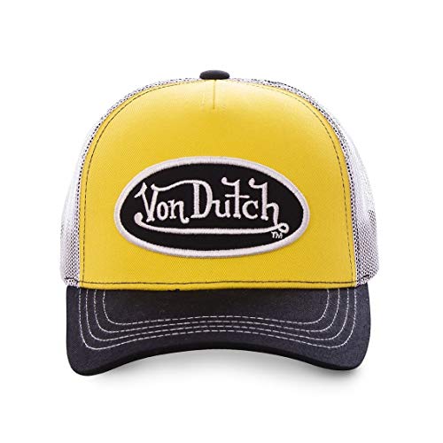 41VB2b6WpcL.jpg Von Dutch Gorra amarilla con visera negra para hombre Amarillo