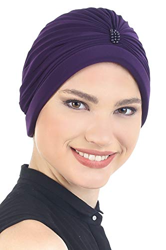 41VOtdZRjjL.jpg Deresina Turbante con Detalle de Perlas para pérdida de Cabello Mora