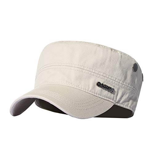 41VmLIj2UVL.jpg CACUSS Gorra Militar 100% Algodón Robusta Gorra Plana Ajustable Army Sun Gorra de Senderismo Unisex Gorra de Béisbol Beis