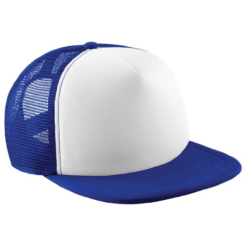 41Vw8ufzQZL.jpg Beechfield - Gorra Visera hombre chico Media tejido nido de abeja transpirable - Modelo Vintage Azul Royal Blanco