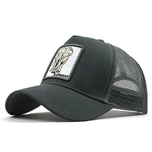41WCYgG708L.jpg Moda Media Malla Transpirable Gorra Deportiva Unisex Animal Embroidered Cómoda Tela Elástica Gorra De Béisbol De Velcro Ajustable Gorros Casuales Gorras De Béisbol Hip Hop Caza Pesca Elefante
