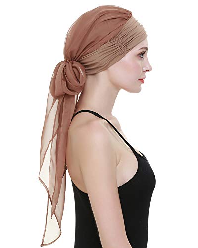 41WDwCm80DL.jpg FocusCare La quimioterapia para cancer turbante mujeres Cómodo tejido de bambu Headwear Pure Brown