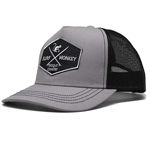 41X7n7n2ZdL.jpg Surf Monkey Gorra Tipo Trucker Origins Beisbol Ajustable - Gorras de Hombre Gris Rojo