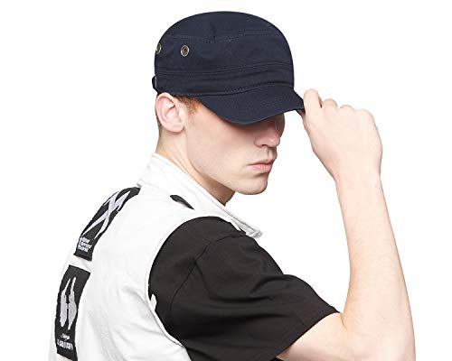 41YfNGNfw8L.jpg CACUSS Gorra Militar 100% Algodón Robusta Gorra Plana Ajustable Army Sun Gorra de Senderismo Unisex Gorra de Béisbol Azul