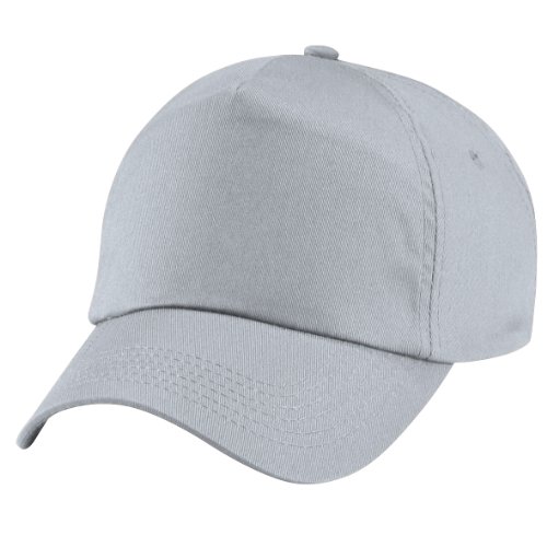 41ZPGbZ9I8L.jpg Beechfield - Gorra Visera Básica - 5 paneles Gris claro
