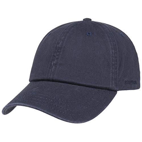 41aJFsX3pYL.jpg Stetson Gorra de Béisbol Rector Mujer Hombre - Protector UV Sol Hebilla Metal con Visera Verano Invierno Azul Oscuro