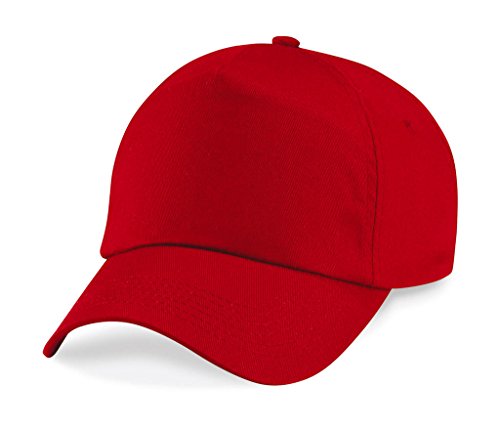 41cbVR35UHL.jpg Beechfield - Gorra Visera Básica - 5 paneles Rojo Clásico