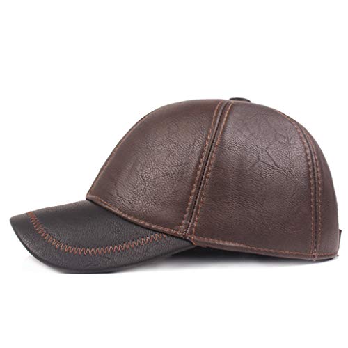 41dD8HyZGdL.jpg MOVERV-Gorra de Béisbol para Hombre Sombrero de Cuero Suave de PU Sombrero Deportivo Al Aire Libre Otoño Invierno Café-S428