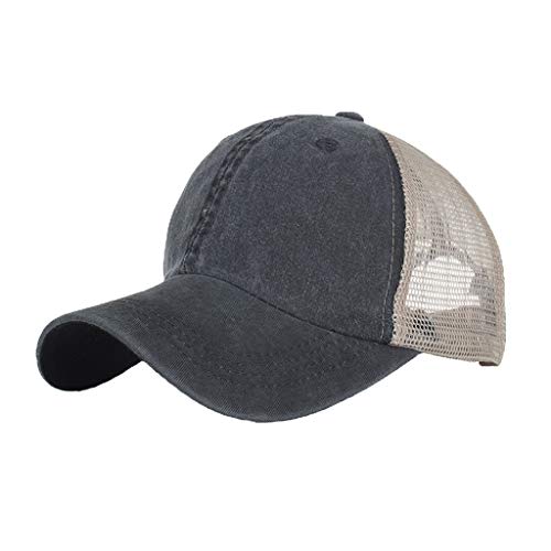 41dPt2mIduL.jpg Sombrero Casual Unisex De Verano Moda Mitad Malla Transpirable Gorra Deportiva Color Sólido Gorra De Béisbol Ajustable Deportes Al Aire Libre Viajes Visera Sombrero Sombrero para Correr Negro