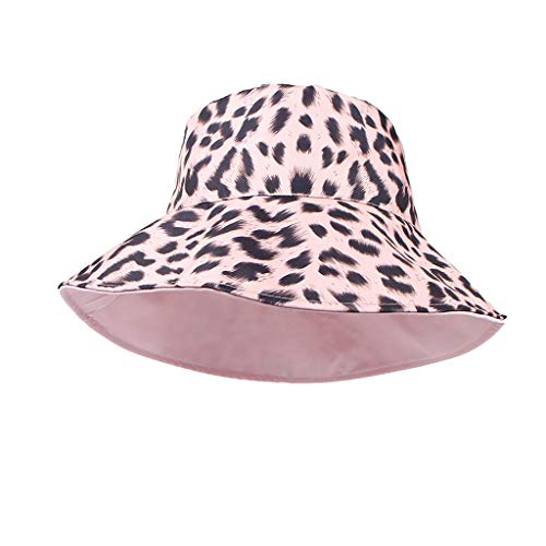 41fHq1MD7nL.jpg Mujer Pamela Algodón Enrollable El Sol Sombrero Señora Moda Leopard Imprimir Verano Playa Reversible Sombrero ala Ancha Ajustable Doble Cara Vestir Respirable Plegable Camping Viajar Sombrero Rosado