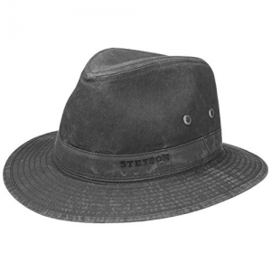 Stetson Sombrero vagabundo Traveller para Hombre - Sombrero Aventurero de algodón con protección UV 40+ - Sombrero de Exteriores Estilo Retro - Verano Invierno Negro