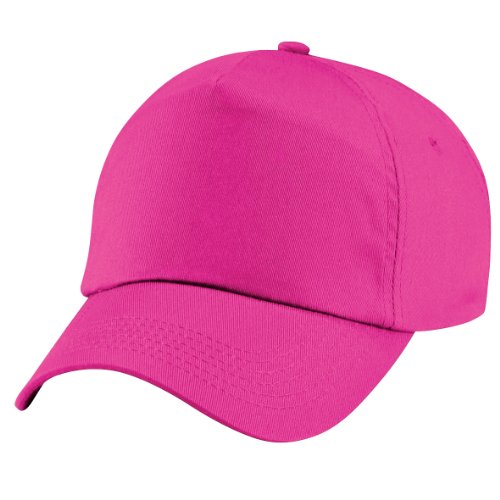 41hqMiZPE4L.jpg Beechfield - Gorra lisa con 5 paneles para niños adolescentes Fuchsia