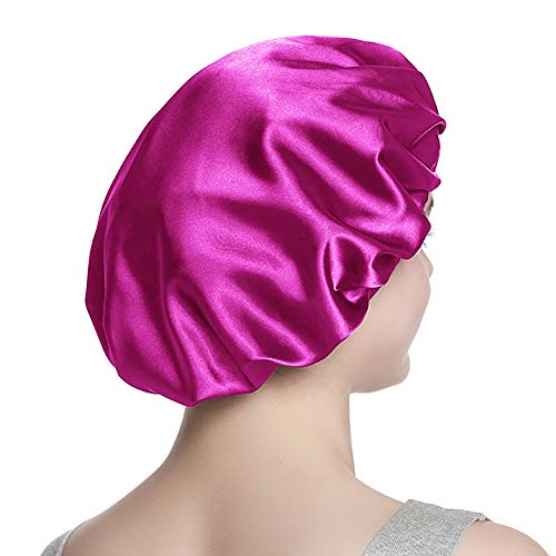 41hsO0TAYYL.jpg Alnorm Gorra Durmiente con Estilo de Las Mujeres Capo de satén Sedoso de Doble Capa Rosa y Browm