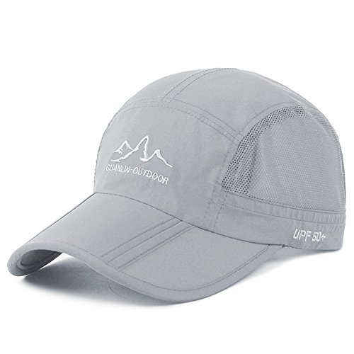 41jZcpiTc8L.jpg Gorra de Béisbol Hombre Mujer Sombrero de Sol Verano Ajustable Plegable Gorra de Golf Gris