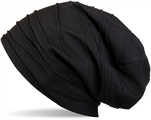 41kpIDIXG1L.jpg styleBREAKER Gorro Beanie clásico con Estampado de Pliegues Beanie Largo Unisex 04024053 Negro