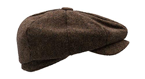 41kvpdFpEyL.jpg Walker and Hawkes Gorra de lana unisex de 8 paneles de Newsboy Bakerboy Marrón