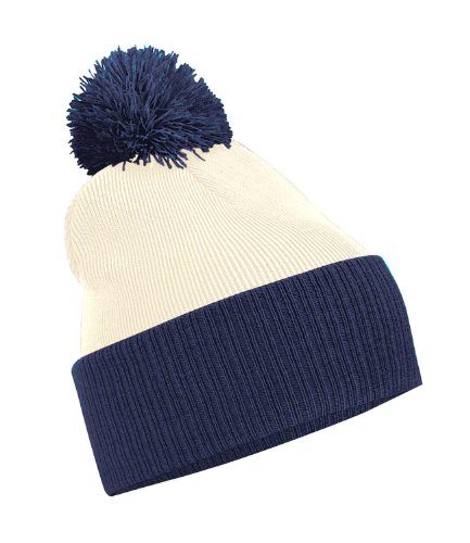 41nDuebW0AL.jpg Beechfield Gorro unisex para adultos Snowstar Dua de dos tonos Blanquecino Azul marino