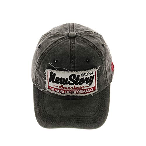 41nfWkcYcsL.jpg Algodón Lavado Gorras de Béisbol Unisex Retro Bordada Hebillas de Metal con Ancho Ajustable Sombreros Deportes al Aire Libre de Protección Solar Casuales Gorras de Béisbol de Hip Hop Caza Pesca Negro