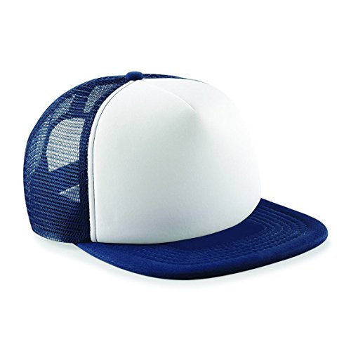 41oMaqEkwJL.jpg Beechfield - Gorra transpirable con tejido perforado Modelo Vintage con cierre Snapback para niño adolescente Azul Blanco