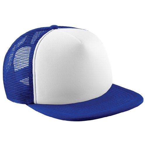 41osq2BVu9mL.jpg Beechfield - Gorra transpirable con tejido perforado Modelo Vintage con cierre Snapback para niño adolescente Azul Royal Blanco