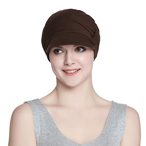 41p1pToUvEL.jpg Alnorm Conjunto de Bufanda y Sombrero de Vendedor de periódicos de Fibra de bambú Transpirable para Mujer Diamantes de cafe