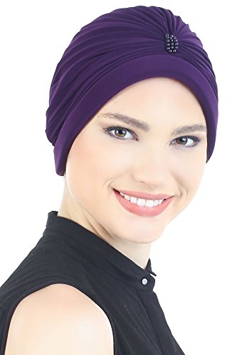 41pa832BD78L.jpg Deresina Turbante con Detalle de Perlas para pérdida de Cabello Purpura