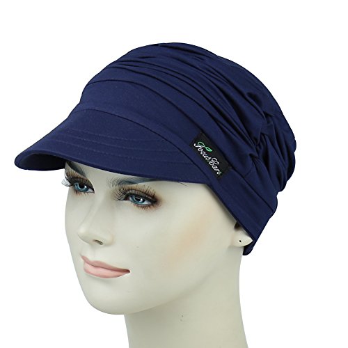 41rXj11xMlL.jpg FocusCare Sombreros Suaves para Mujeres Chemo Gorra de béisbol de bambú Turbantes de pérdida de Cabello Navy