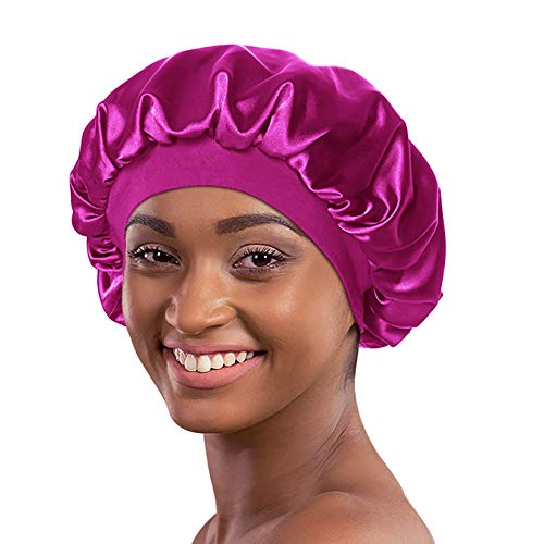 41sPok7RaKL.jpg Alnorm Gorra Durmiente con Estilo de Las Mujeres Capo de satén Sedoso de Doble Capa Rosa y Browm
