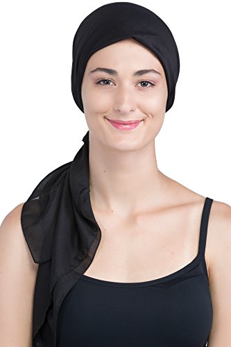 41sbOStLkwL.jpg Deresina Pañuelos cuadrados para cabeza para diario para pacientes de quimio Negro